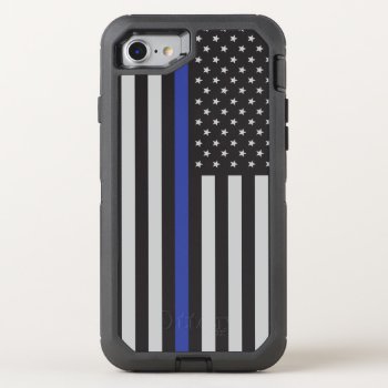 Support The Police Thin Blue Line American Flag Otterbox Defender Iphone Se/8/7 Case by American_Police at Zazzle