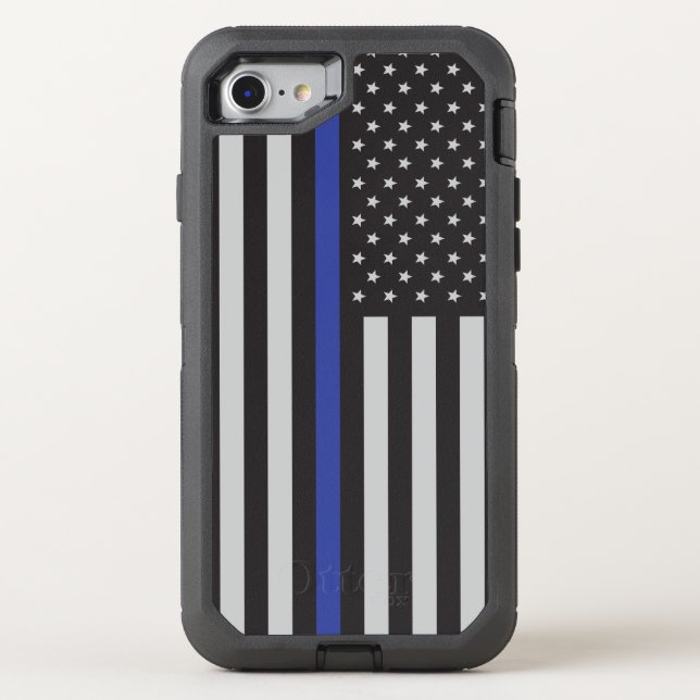 Support the Police Thin Blue Line American Flag Otterbox iPhone Case (Back)