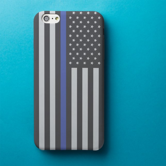 Support the Police Thin Blue Line American Flag Uncommon iPhone Case (Creator Uploaded)