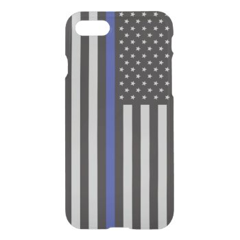 Support The Police Thin Blue Line American Flag Iphone Se/8/7 Case by American_Police at Zazzle