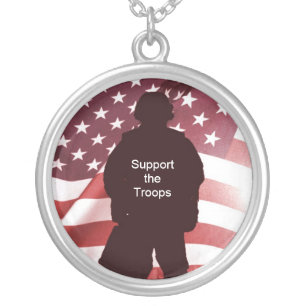 Support the Troops Patriotic Military Silver Plated Necklace