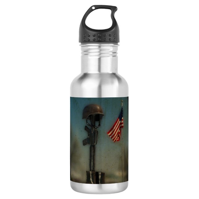 Support the Troops Stainless Steel Water Bottle (Front)