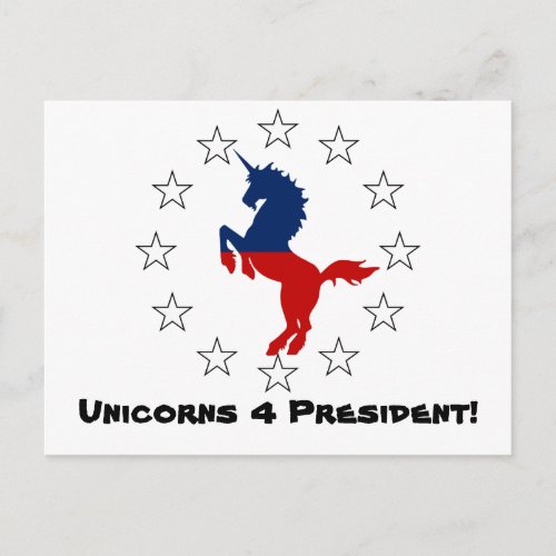 Support the Unicorn Party Unicorns for President Postcard