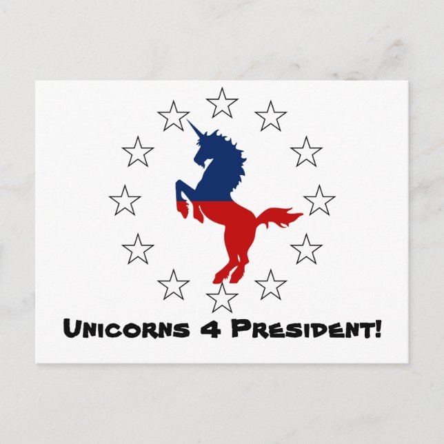 Support the Unicorn Party: Unicorns for President Postcard (Front)