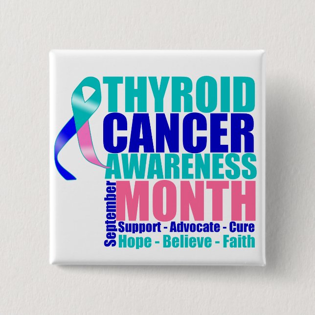 Support Thyroid Cancer Awareness Month Pinback Button (Front)