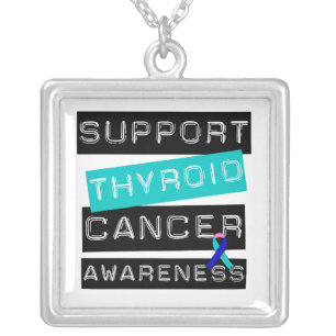 Support Thyroid Cancer Awareness Silver Plated Necklace