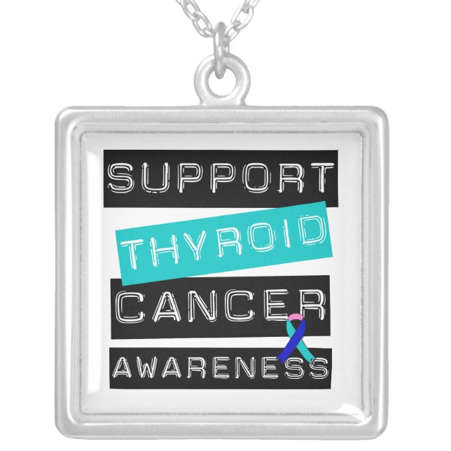 Support Thyroid Cancer Awareness Silver Plated Necklace (Front)
