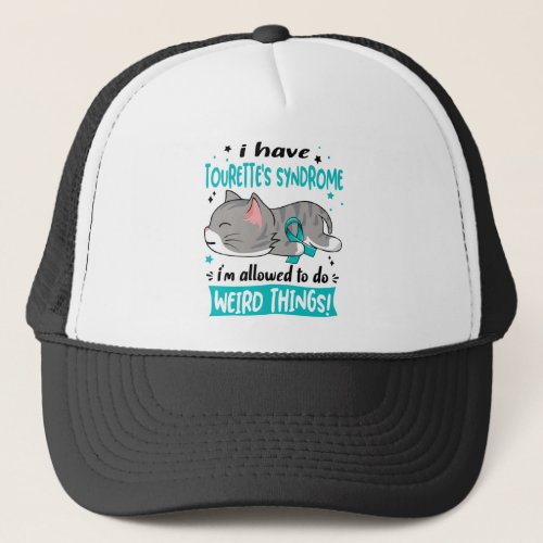 Support Tourettes Syndrome Awareness Ribbon Gifts Trucker Hat