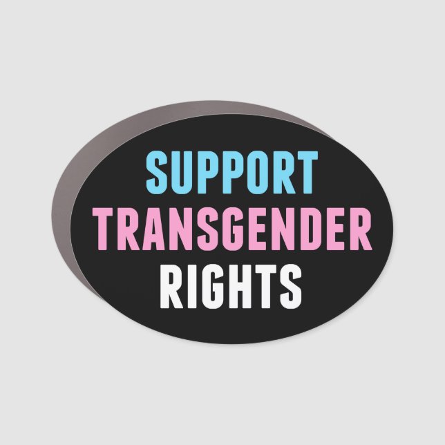 Support Transgender Rights Black Car Magnet (Front)