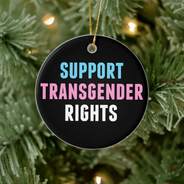 Support Transgender Rights Christmas Ceramic Ornament (Tree)
