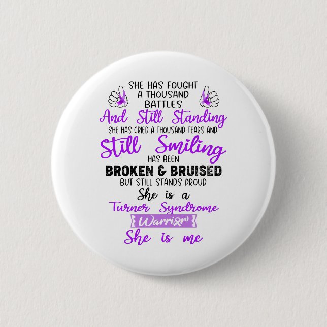 Support Turner Syndrome Warrior Gifts Button (Front)
