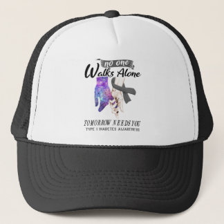 Support Type 1 Diabetes Awareness Ribbon Gifts Trucker Hat