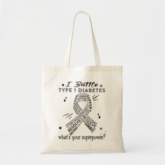 Support Type 1 Diabetes Warrior Gifts Tote Bag