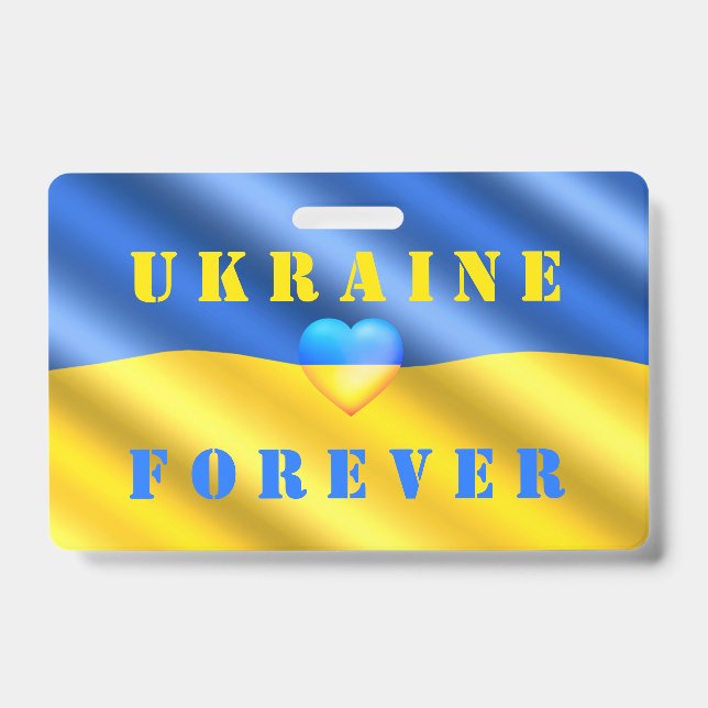 Support Ukraine Badge with Ukrainian Flag (Front)