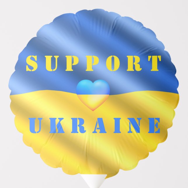 Support Ukraine Balloon Ukrainian Flag Heart (Front)