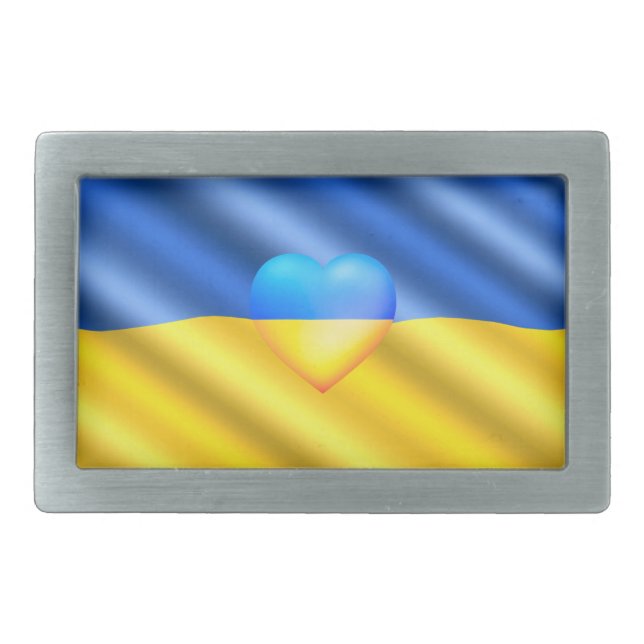 Support Ukraine Belt Buckle Ukrainian Flag Freedom (Front)