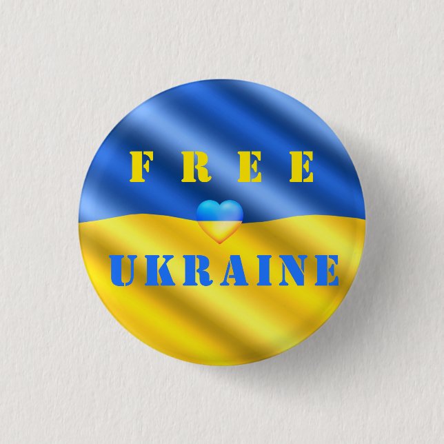 Support Ukraine Bitton Ukrainian Flag - Freedom Button (Front)