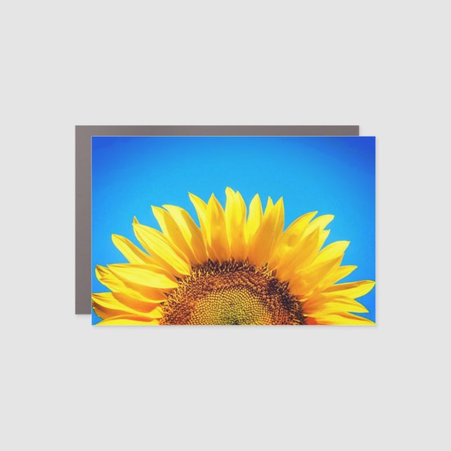 Support Ukraine blue sky yellow sunflower Car Magnet (Front)