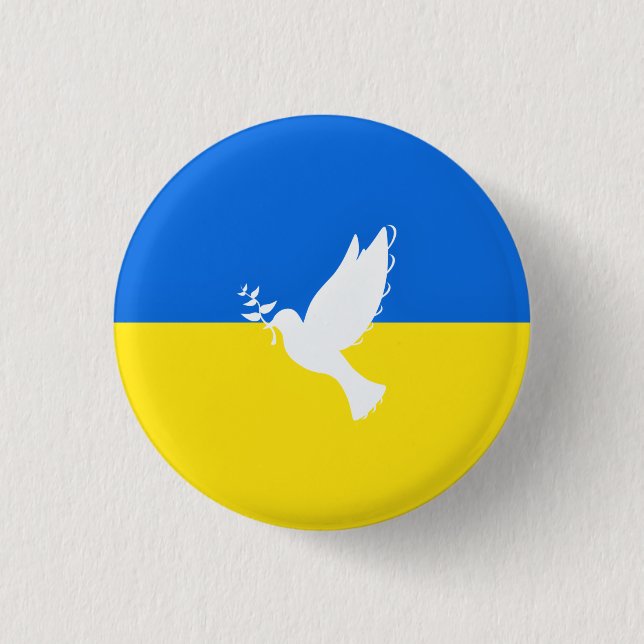 Support Ukraine Button Dove of Peace - Freedom (Front)