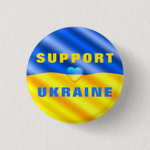 Support Ukraine Button Freedom Ukrainian Flag