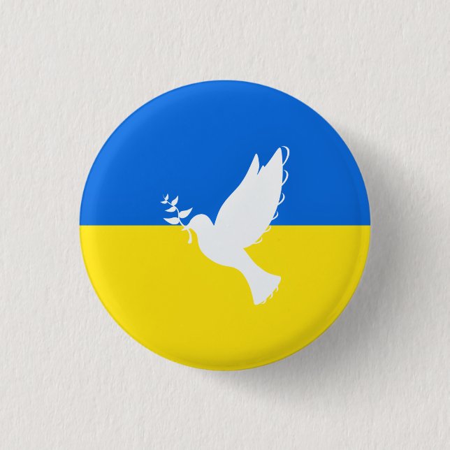 Support Ukraine Button Peace Dove - Freedom (Front)