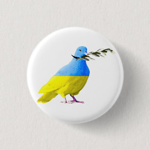 Support Ukraine Button Peace Dove Ukrainian Flag
