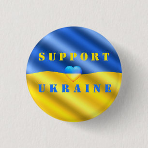 Support Ukraine Button Ukrainian Flag - Freedom