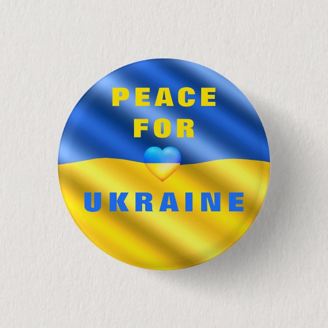 Support Ukraine Button Ukrainian Flag Heart (Front)