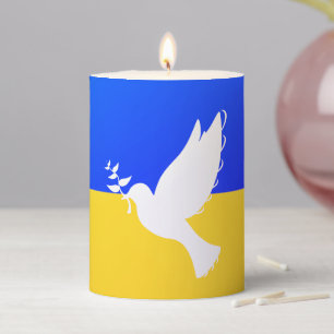 Support Ukraine Candle Peace Dove Ukrainian Flag