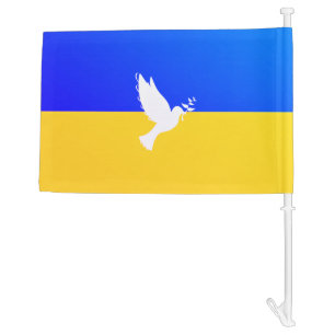 Support Ukraine Car Flag Peace Dove Ukrainian Flag