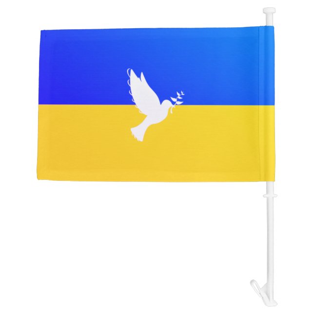 Support Ukraine Car Flag Peace Dove Ukrainian Flag (Back)