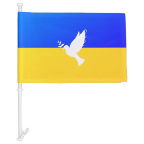 Support Ukraine Car Flag Peace Dove Ukrainian Flag