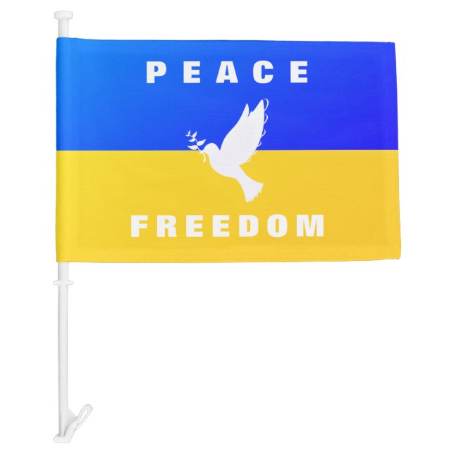 Support Ukraine Car Flags Peace Dove - Freedom (Front)