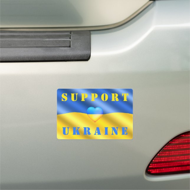 Support Ukraine Car Magnet Freedom Ukrainian Flag (In Situ)