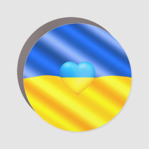 Support Ukraine Car Magnet Ukrainian Flag Heart