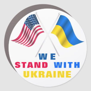 Support Ukraine Car Magnet USA and Ukrainian Flags