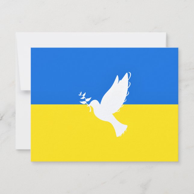 Support Ukraine Cards Peace Dove Ukrainian Flag (Front)