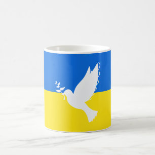 Support Ukraine Coffee Mugs Dove of Peace