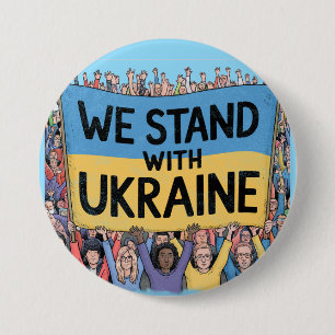 Support Ukraine Crowd Design, Unity and Freedom Button