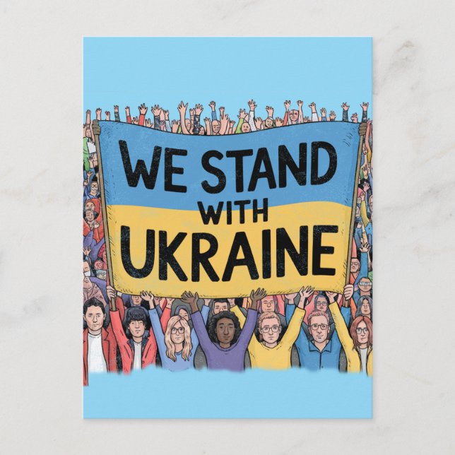 Support Ukraine Crowd Design, Unity and Freedom Postcard (Front)
