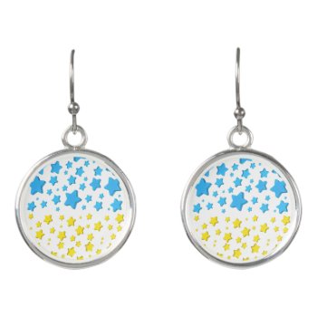 Support Ukraine Earrings Ukrainian Flag Stars by Migned at Zazzle