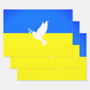 Support Ukraine Flag Gift Wrapping Paper Sheets