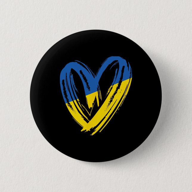 Support Ukraine Flag Heart Anti War Peace For Ukra Button (Front)