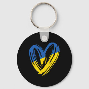Support Ukraine Flag Heart Anti War Peace For Ukra Keychain