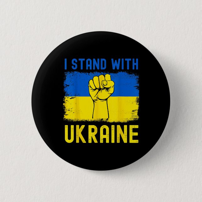 Support Ukraine Flag I Stand With Ukraine  Button (Front)