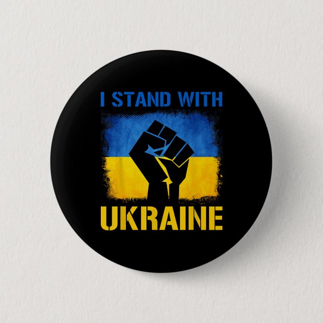 Support Ukraine Flag I Stand With Ukraine  Button (Front)