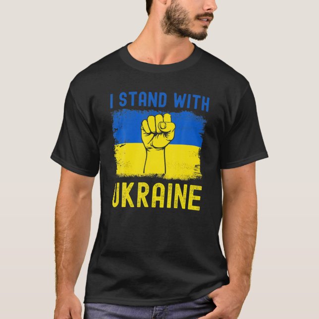 Support Ukraine Flag I Stand With Ukraine T-Shirt (Front)