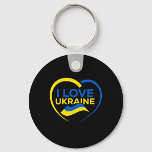 Support Ukraine Flag Shirt I Love Ukraine Heart Keychain