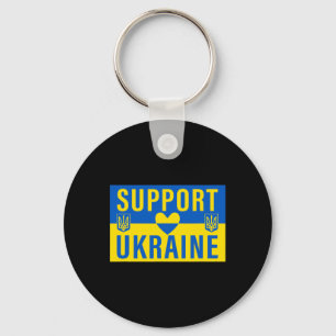 Support Ukraine Flag With Heart Keychain
