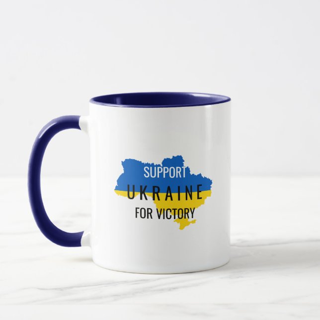 Support Ukraine for Victory Overlay Coffee Mug (Left)
